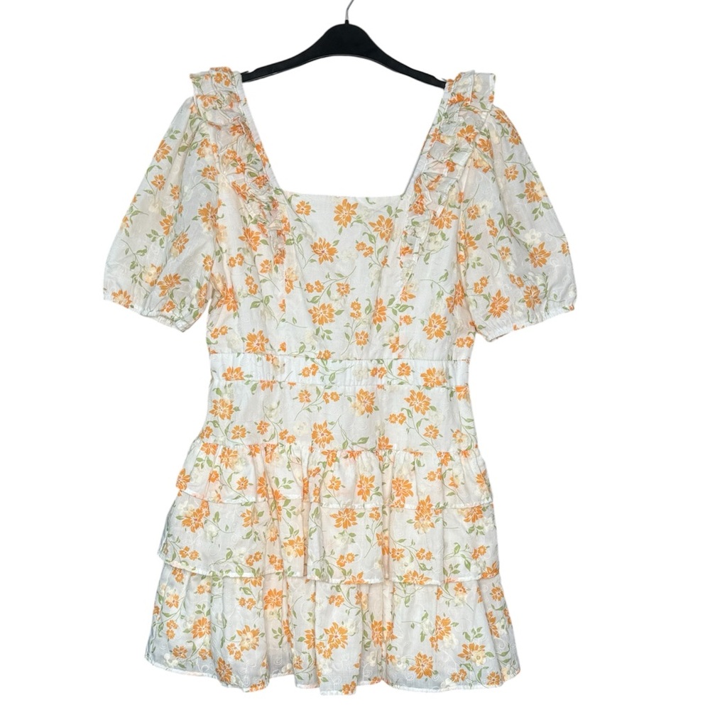Adelyn Rae Floral Midi Dress - Orange and Green